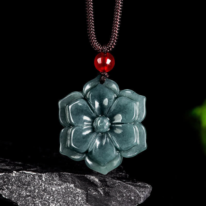 Buddha Stones Colgantes de jade con flor de durazno para la prosperidad - Jade - image 0