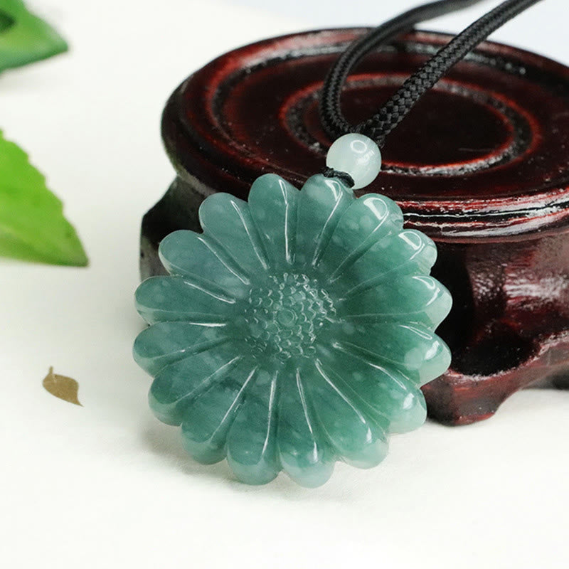 Buddha Stones Colgante de jade y girasol con forma de collar de abundancia - image 4