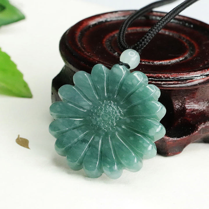 Buddha Stones Colgante de jade y girasol con forma de collar de abundancia - image 4