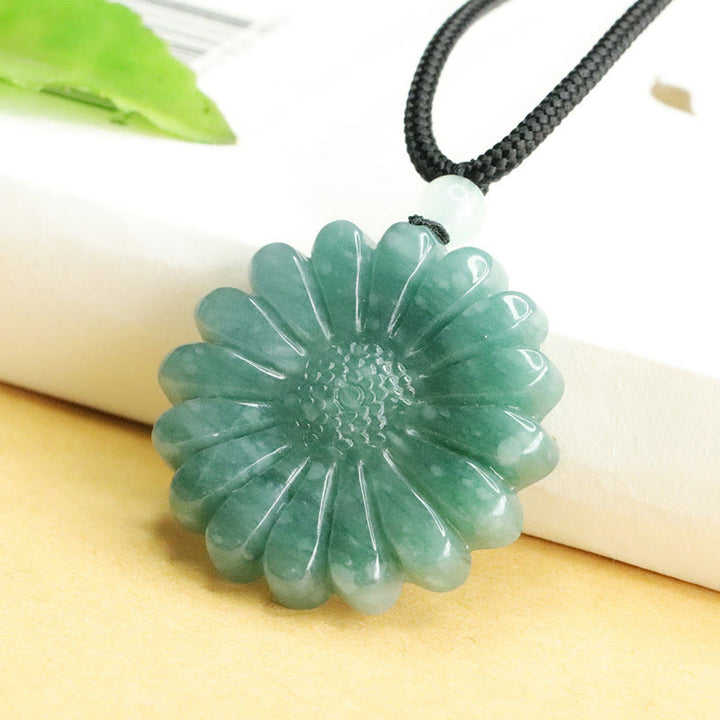 Buddha Stones Colgante de jade y girasol con forma de collar de abundancia - image 2