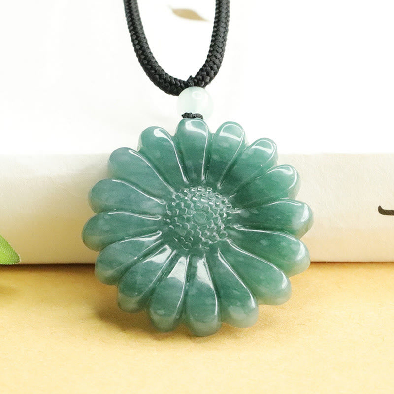 Buddha Stones Colgante de jade y girasol con forma de collar de abundancia - Jade - image 0