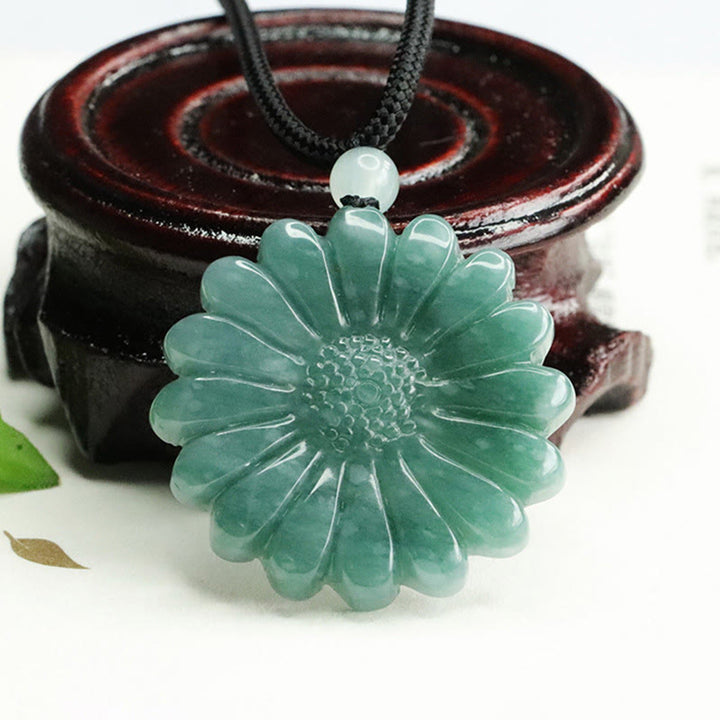Buddha Stones Colgante de jade y girasol con forma de collar de abundancia - image 3