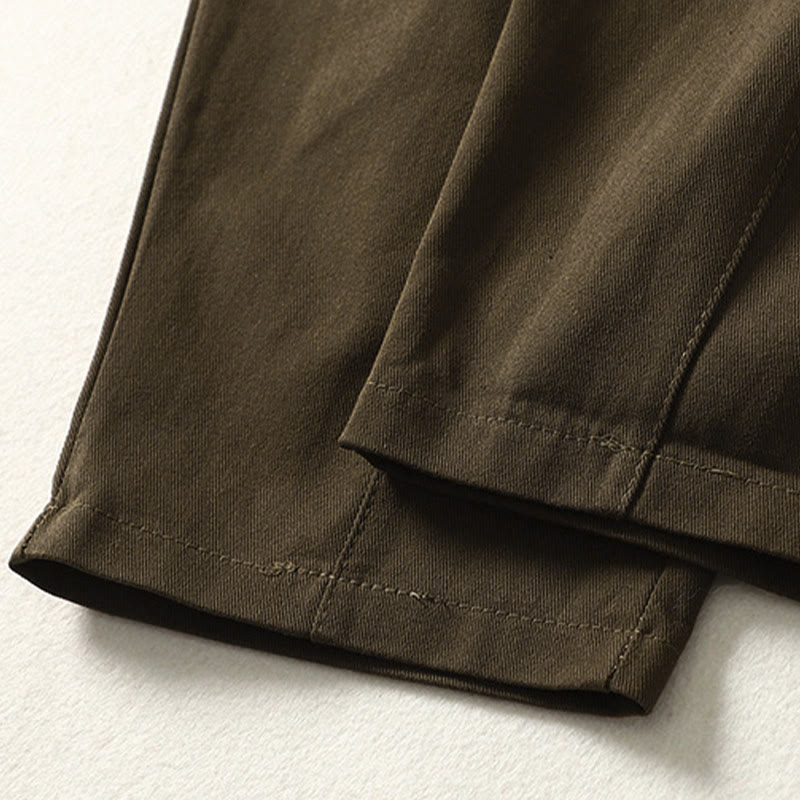 Buddha Stones Pantalones harén de algodón para mujer, hasta el tobillo, con diseño de botones y cremallera, con bolsillos y líneas sencillas de otoño - image 10