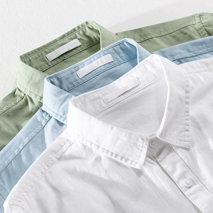 Buddha Stones Camisa de algodón de media manga para hombre, de verano, con botones y dos bolsillos decorativos - image 17