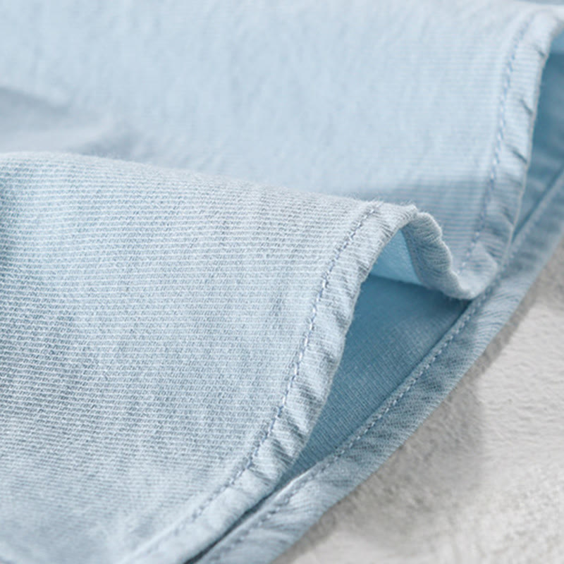 Buddha Stones Camisa de algodón de media manga para hombre, de verano, con botones y dos bolsillos decorativos - image 4