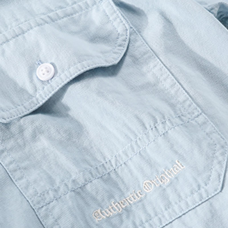 Buddha Stones Camisa de algodón de media manga para hombre, de verano, con botones y dos bolsillos decorativos - image 3