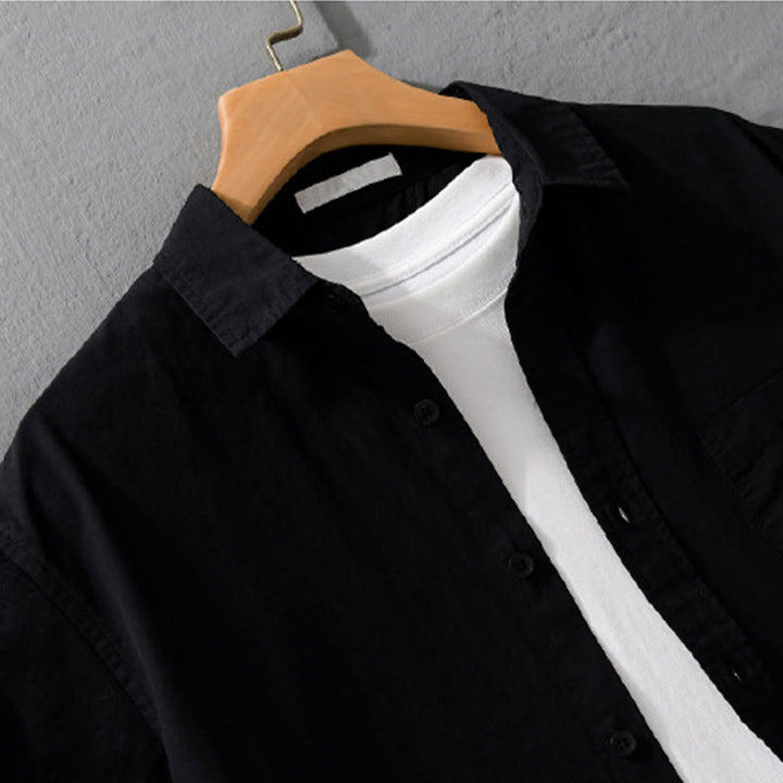 Buddha Stones Camisa de algodón de manga corta para hombre, con botones y bordado de pájaros, con bolsillo decorativo, de verano - image 11