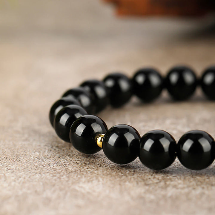 Buddha Stones Pulsera de fuerza de obsidiana negra del Año del Caballo - image 8