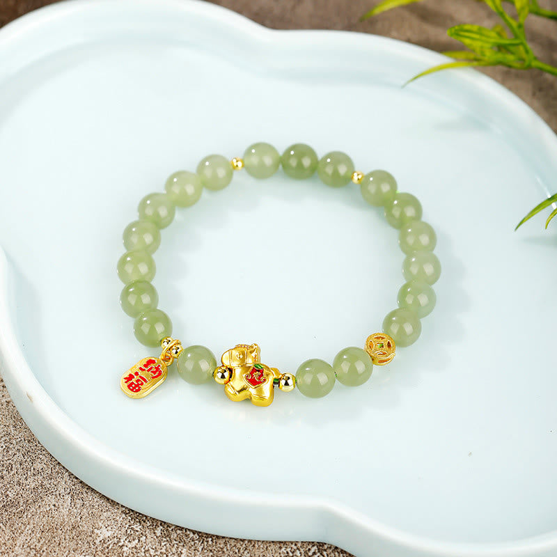 Buddha Stones Pulsera de la abundancia de jade hetiano del Año del Caballo - image 1
