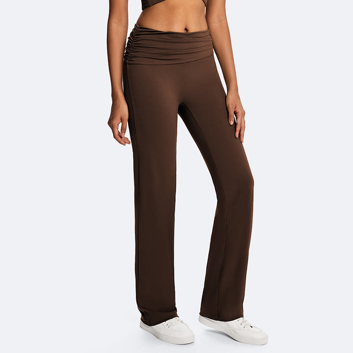 Buddha Stones Top corto liso con cuello halter, espalda descubierta, sin mangas, pantalones de pierna recta para deportes, fitness y yoga. - SaddleBrown (solo pantalones) - US14，UK/AU18，EU46 (2XL) - image 3