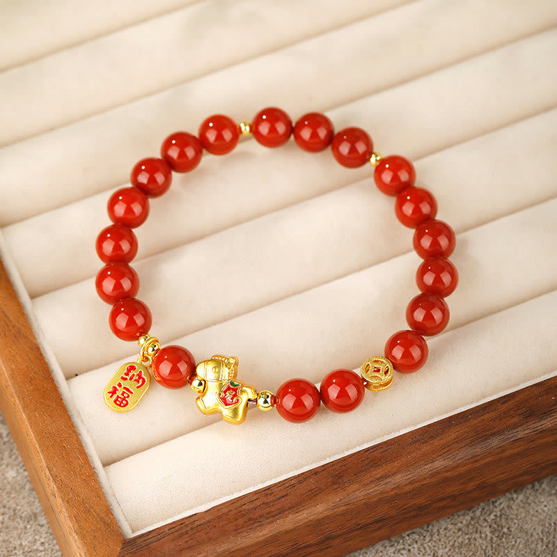 Buddha Stones Pulsera de éxito de ágata roja del sur del Año del Caballo - image 1