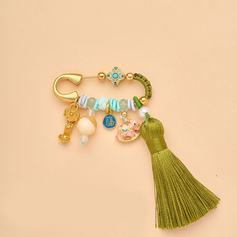 Buddha Stones Broche de la suerte con hebilla de la paz y mango Ruyi del Año del Caballo Fu - Caballo personaje Ruyi Fu - image 9