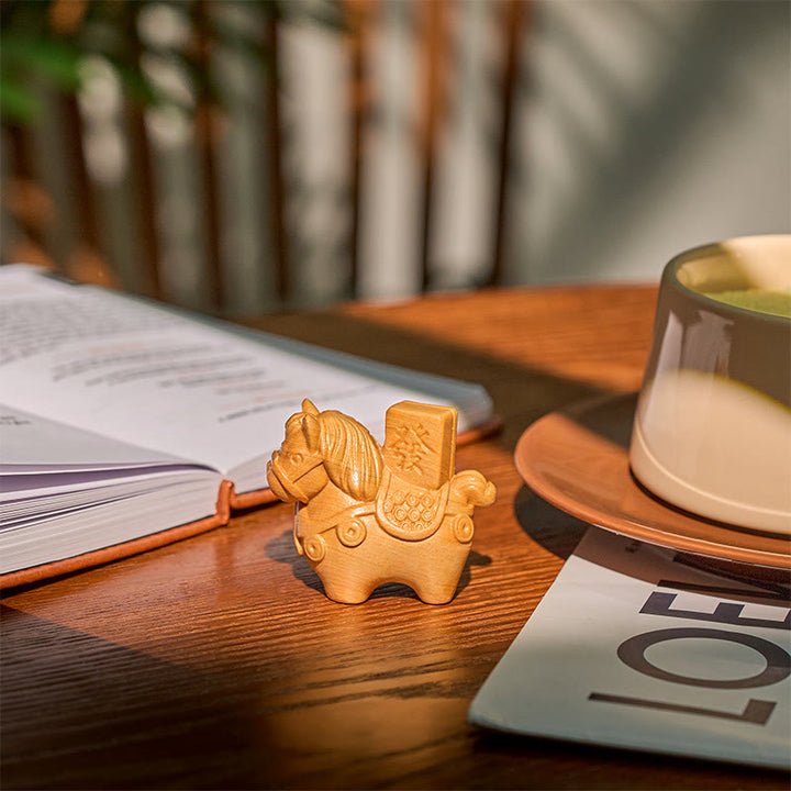 Buddha Stones Año del Caballo Hazte rico Sándalo verde Hoja pequeña Sándalo rojo Madera de tilo Animales Decoración positiva - image 11