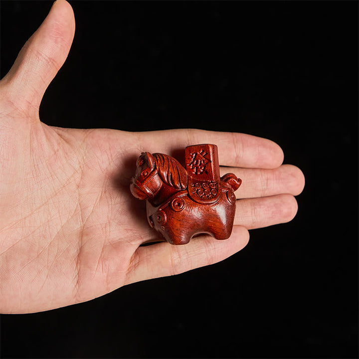 Buddha Stones Año del Caballo Hazte rico Sándalo verde Hoja pequeña Sándalo rojo Madera de tilo Animales Decoración positiva - image 19
