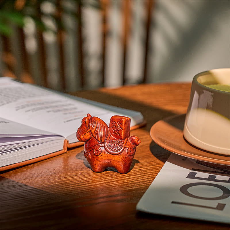 Buddha Stones Año del Caballo Hazte rico Sándalo verde Hoja pequeña Sándalo rojo Madera de tilo Animales Decoración positiva - image 17
