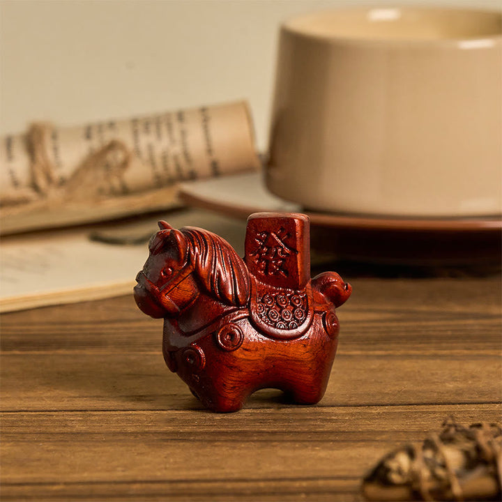 Buddha Stones Año del Caballo Hazte rico Sándalo verde Hoja pequeña Sándalo rojo Madera de tilo Animales Decoración positiva - image 15