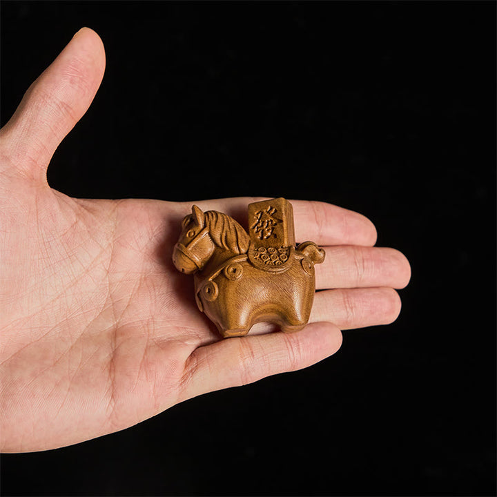 Buddha Stones Año del Caballo Hazte rico Sándalo verde Hoja pequeña Sándalo rojo Madera de tilo Animales Decoración positiva - image 5