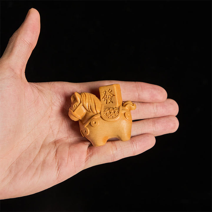 Buddha Stones Año del Caballo Hazte rico Sándalo verde Hoja pequeña Sándalo rojo Madera de tilo Animales Decoración positiva - image 13