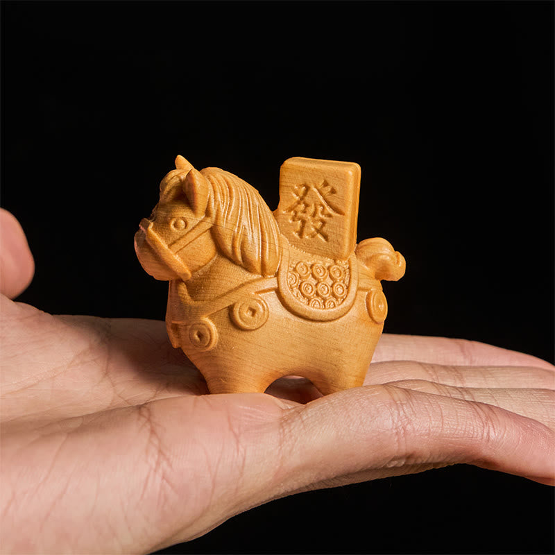 Buddha Stones Año del Caballo Hazte rico Sándalo verde Hoja pequeña Sándalo rojo Madera de tilo Animales Decoración positiva - image 12