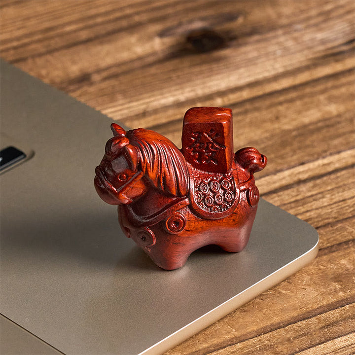 Buddha Stones Año del Caballo Hazte rico Sándalo verde Hoja pequeña Sándalo rojo Madera de tilo Animales Decoración positiva - image 16