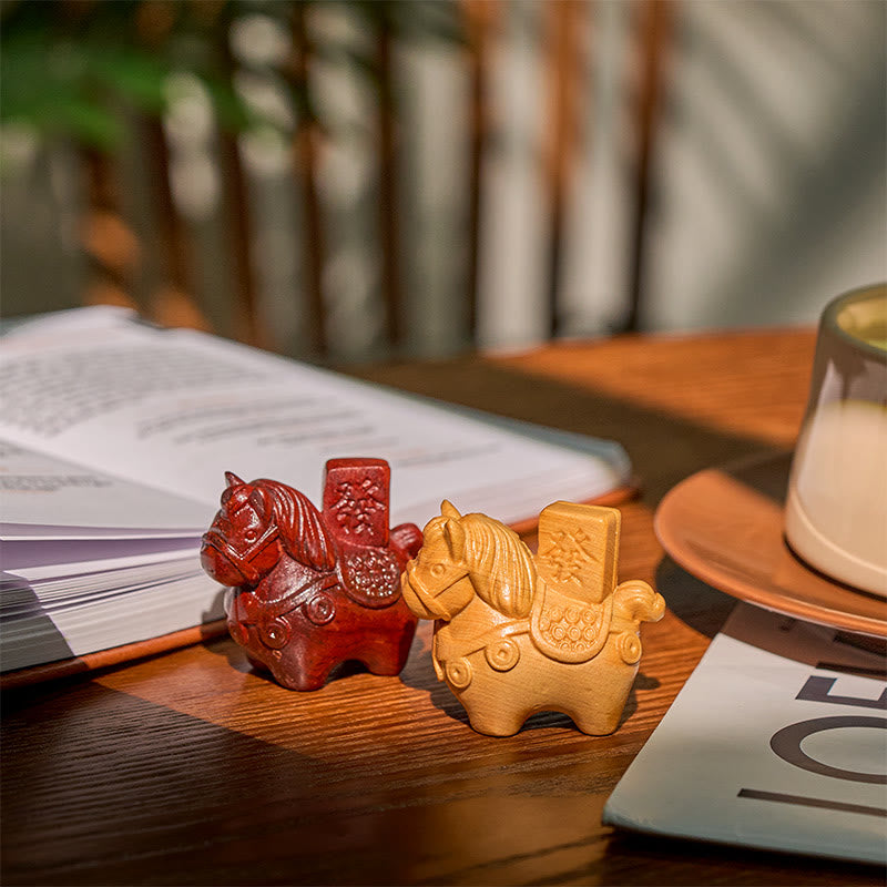 Buddha Stones Año del Caballo Hazte rico Sándalo verde Hoja pequeña Sándalo rojo Madera de tilo Animales Decoración positiva - image 22