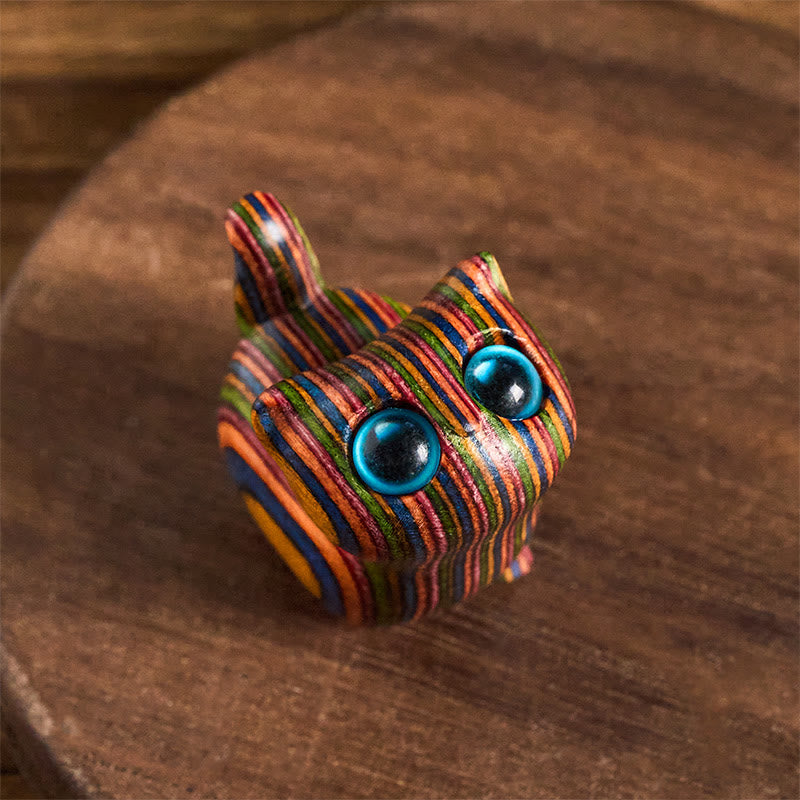 Buddha Stones talladas con un lindo gatito y eucalipto arcoíris para reducir el estrés. - Gato de ojos azules (3,3 x 3,2 x 2,1 cm) - image 0