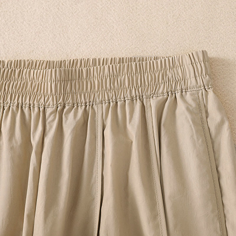 Buddha Stones Pantalones harén plisados de cintura alta para mujer, sencillos, de color puro y de verano, con bolsillos - image 13