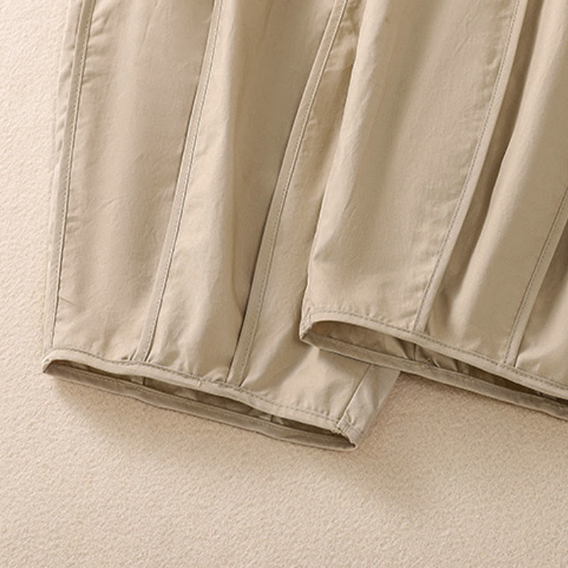 Buddha Stones Pantalones harén plisados de cintura alta para mujer, sencillos, de color puro y de verano, con bolsillos - image 18