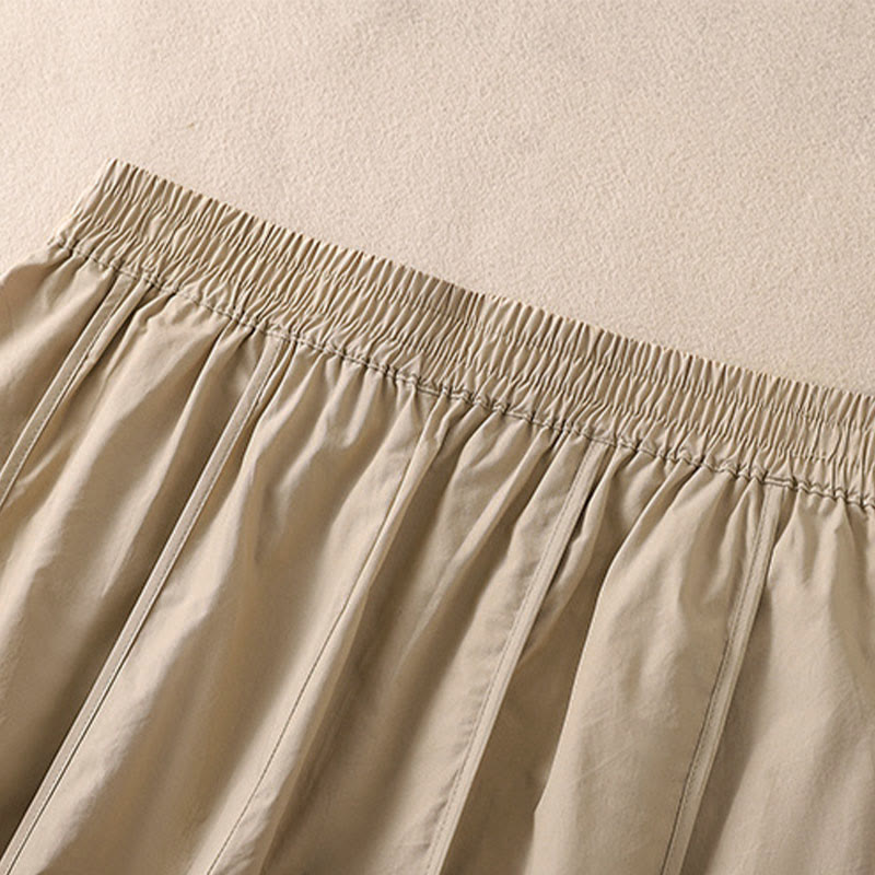 Buddha Stones Pantalones harén plisados de cintura alta para mujer, sencillos, de color puro y de verano, con bolsillos - image 11