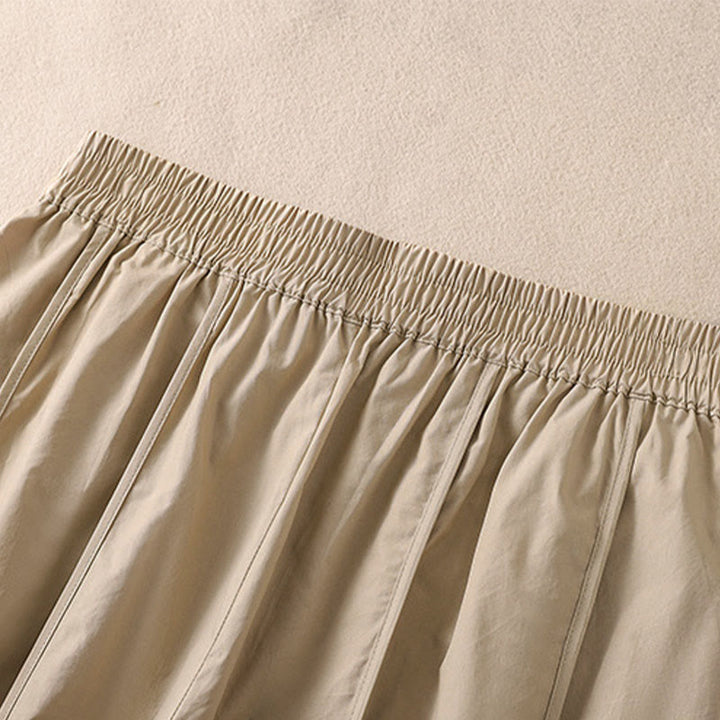 Buddha Stones Pantalones harén plisados de cintura alta para mujer, sencillos, de color puro y de verano, con bolsillos - image 11