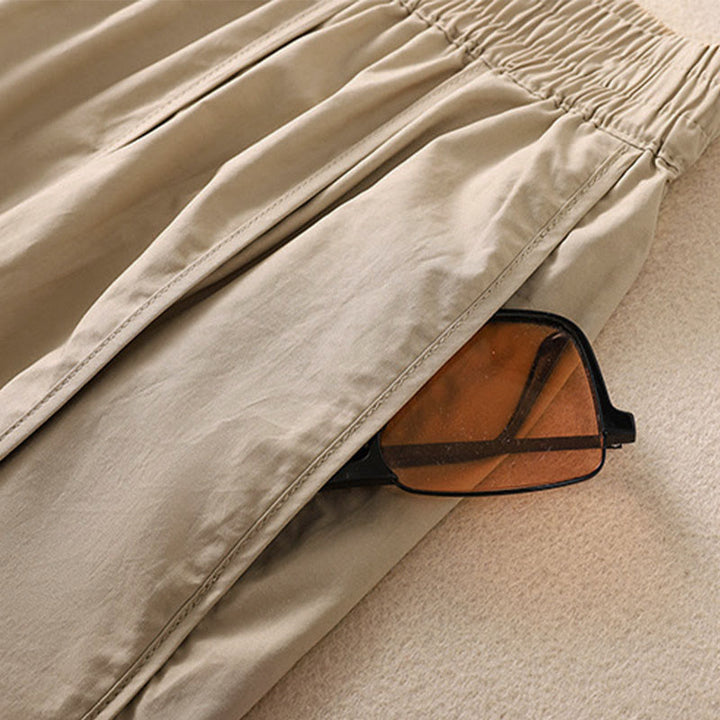 Buddha Stones Pantalones harén plisados de cintura alta para mujer, sencillos, de color puro y de verano, con bolsillos - image 14