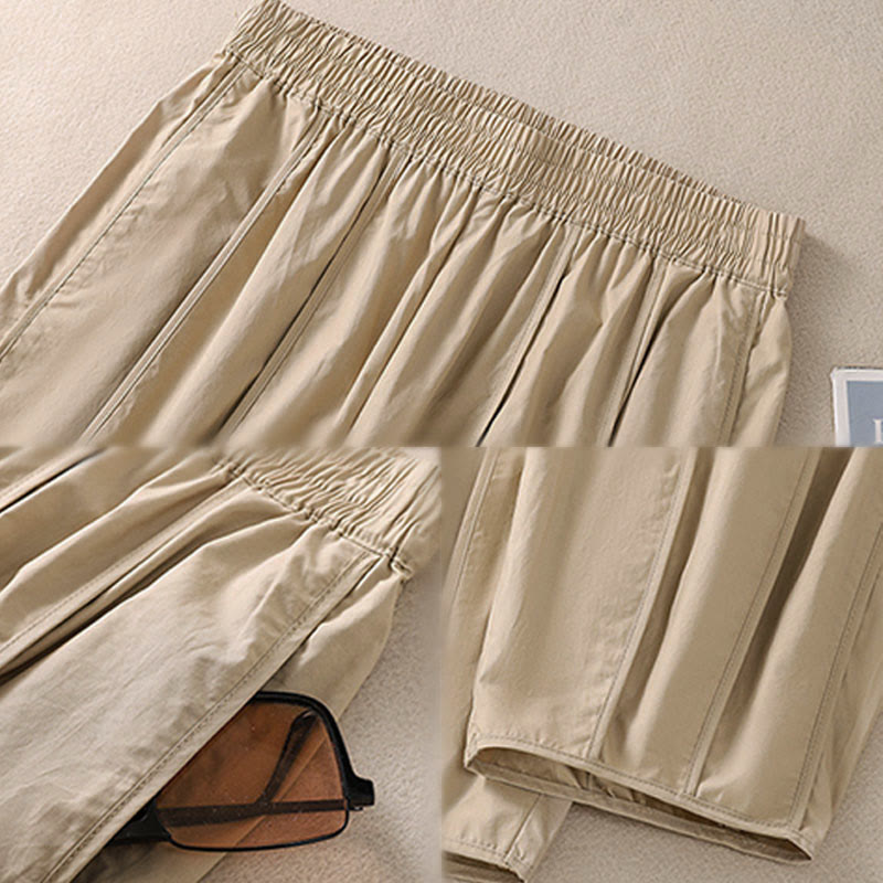 Buddha Stones Pantalones harén plisados de cintura alta para mujer, sencillos, de color puro y de verano, con bolsillos - image 20