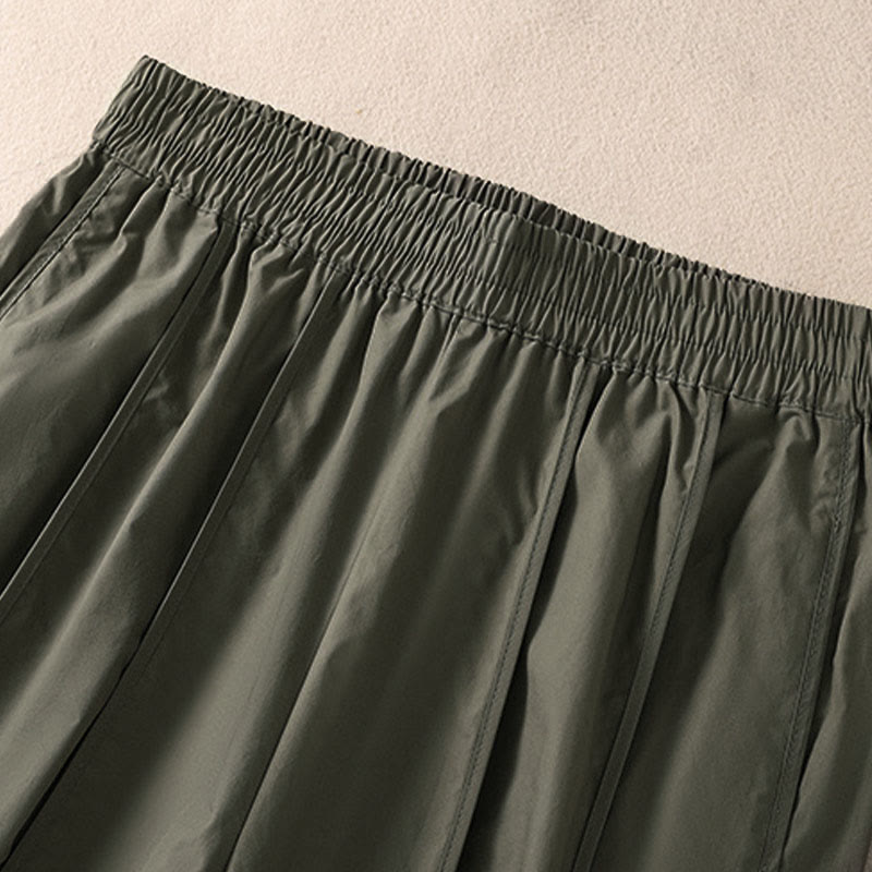 Buddha Stones Pantalones harén plisados de cintura alta para mujer, sencillos, de color puro y de verano, con bolsillos - image 4