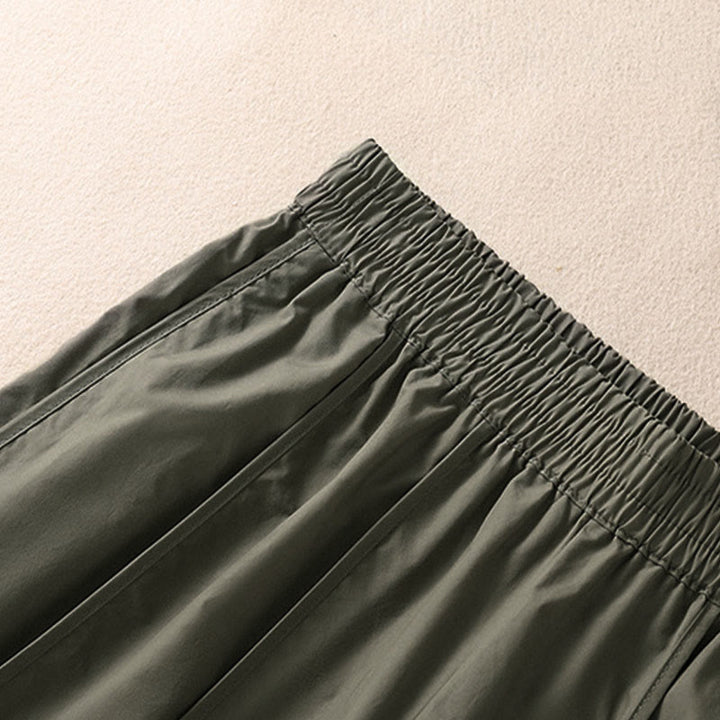 Buddha Stones Pantalones harén plisados de cintura alta para mujer, sencillos, de color puro y de verano, con bolsillos - image 5