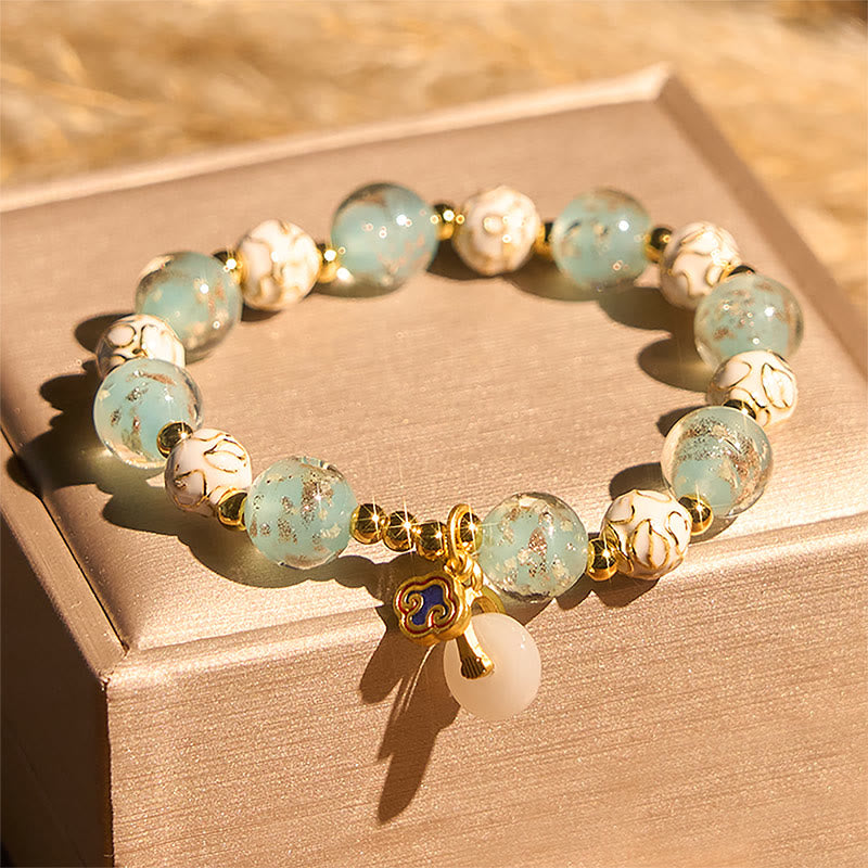 Pulsera de bendiciones de cristal azul Liuli con Buddha Stones - Vidrio Liuli (circunferencia de la muñeca: 15-16 cm) - image 0