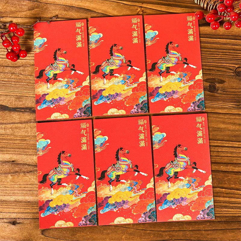 Buddha Stones para el Año del Caballo 2026, bendiciones de Año Nuevo, 6 sobres rojos chinos - Sobre rojo lleno de bendiciones - image 1