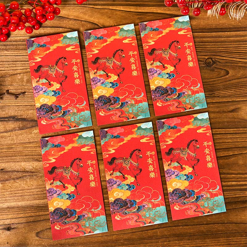 Buddha Stones para el Año del Caballo 2026, bendiciones de Año Nuevo, 6 sobres rojos chinos - Sobre rojo de paz y alegría - image 12