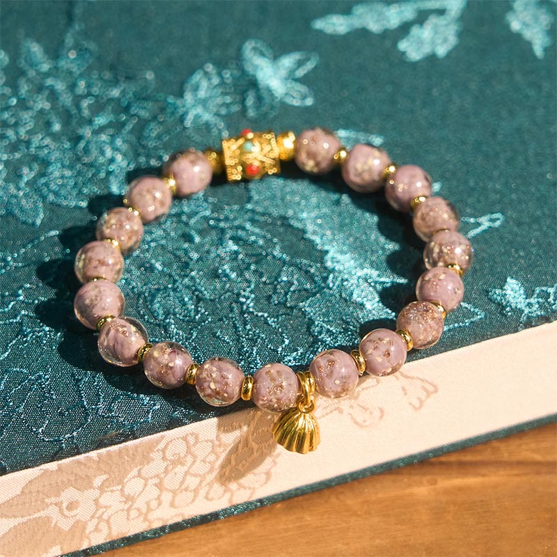 Pulsera de la suerte de cristal liuli morado con Buddha Stones - image 3