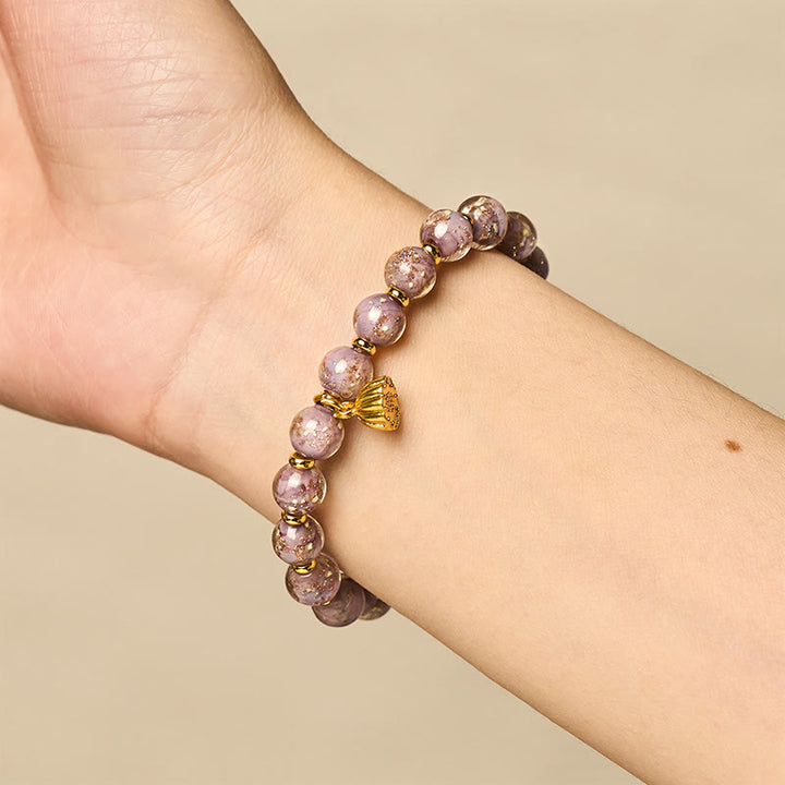 Pulsera de la suerte de cristal liuli morado con Buddha Stones - image 4