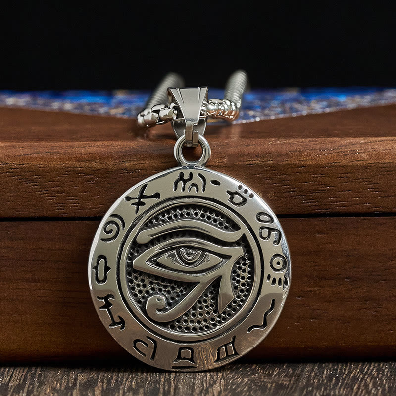 Collar con colgante de equilibrio de ojo malvado de acero de titanio y Buddha Stones - image 3