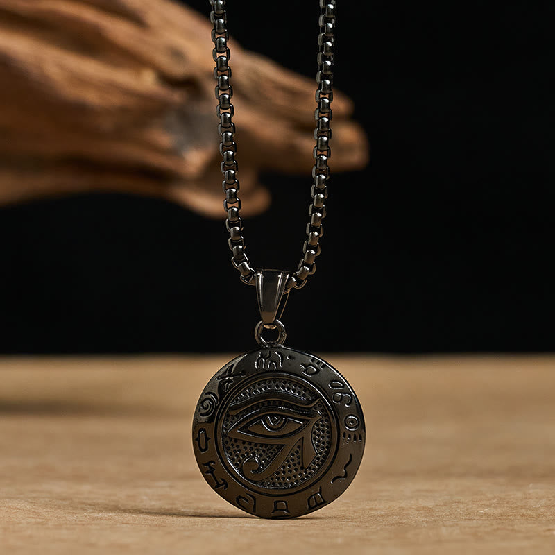 Collar con colgante de equilibrio de ojo malvado de acero de titanio y Buddha Stones - image 13