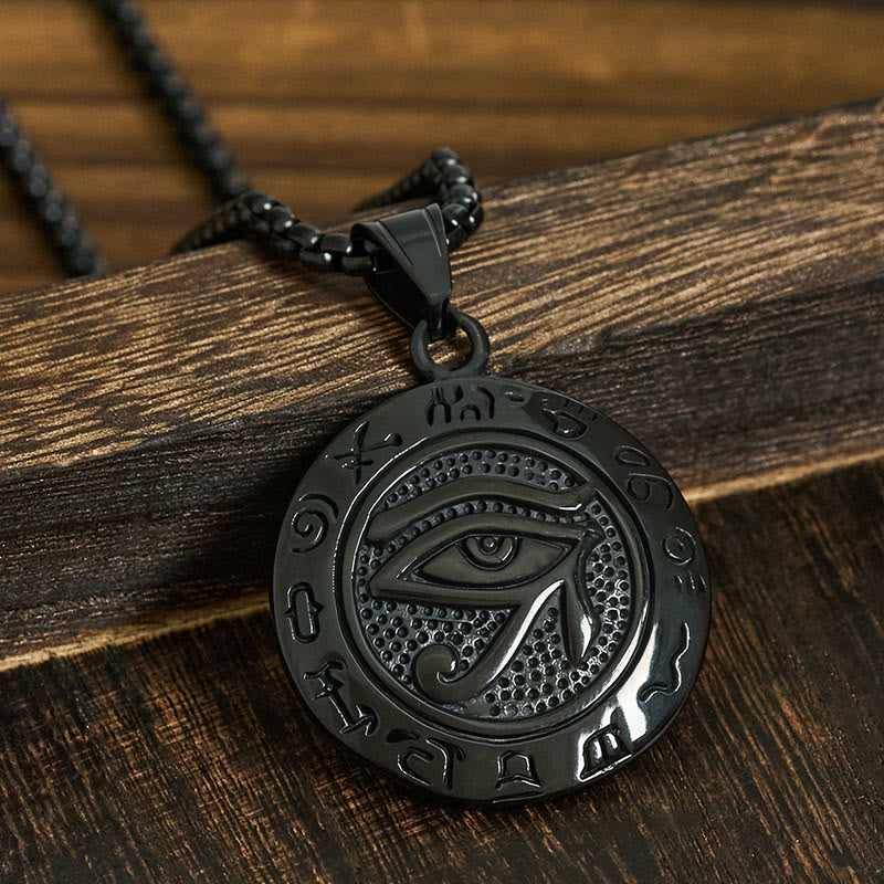 Collar con colgante de equilibrio de ojo malvado de acero de titanio y Buddha Stones - Ojo malvado de acero de titanio negro - image 12