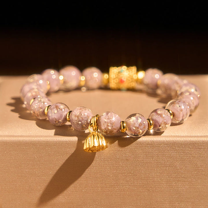 Pulsera de la suerte de cristal liuli morado con Buddha Stones - image 1