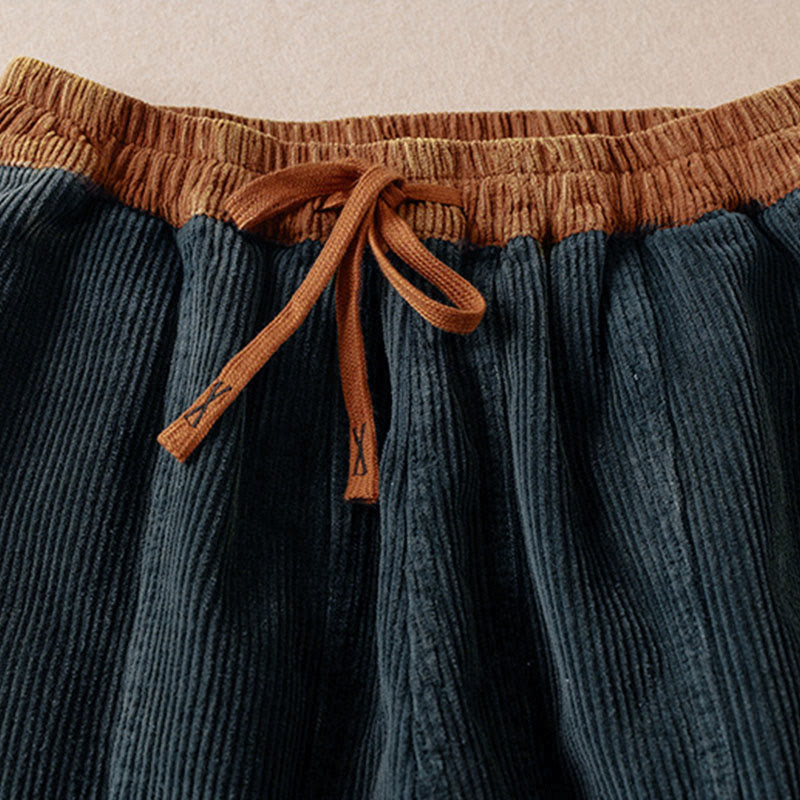 Pantalones Buddha Stones de pana de algodón con contraste de colores y forro polar térmico para mujer con bolsillos - image 30