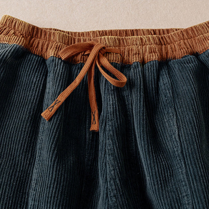 Pantalones Buddha Stones de pana de algodón con contraste de colores y forro polar térmico para mujer con bolsillos - image 30