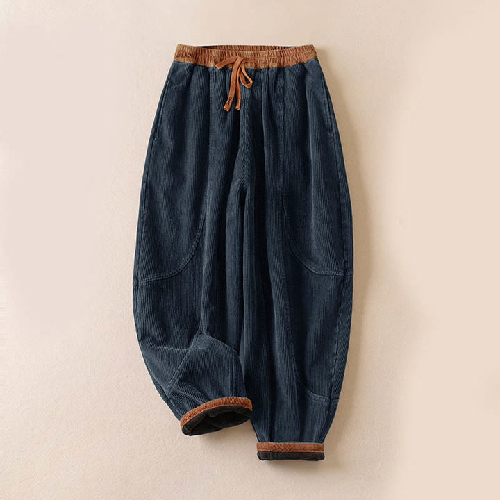Pantalones Buddha Stones de pana de algodón con contraste de colores y forro polar térmico para mujer con bolsillos - Versión con forro polar - Azul acero - US16，UK/AU20，EU48 (3XL) - image 21