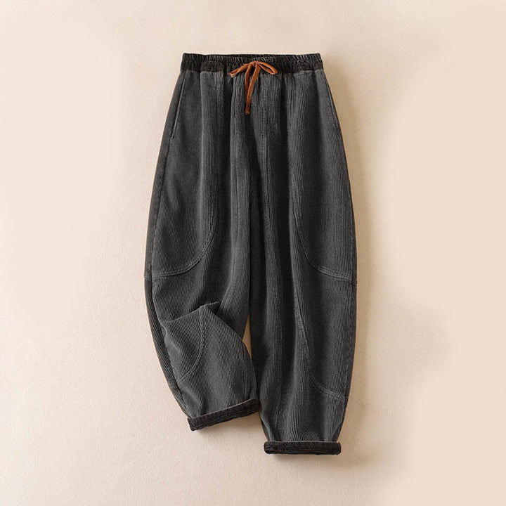 Pantalones Buddha Stones de pana de algodón con contraste de colores y forro polar térmico para mujer con bolsillos - Versión con forro polar - Gris - US16，UK/AU20，EU48 (3XL) - image 24
