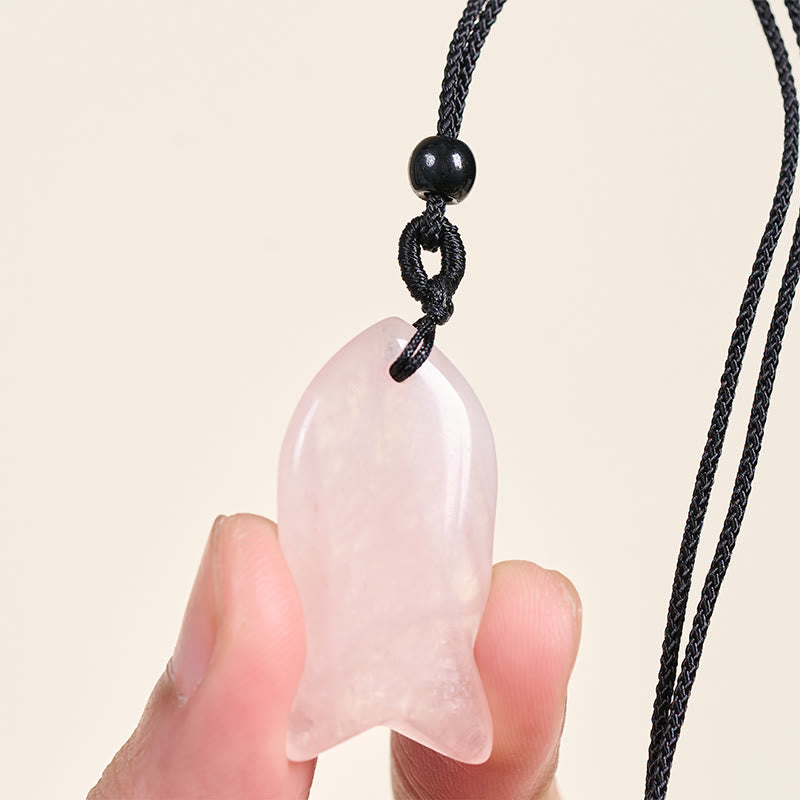 Colgante de collar con Buddha Stones , pez koi, cristal rosa, ágata india, amatista, topacio, jaspe rojo y calidez. - image 2