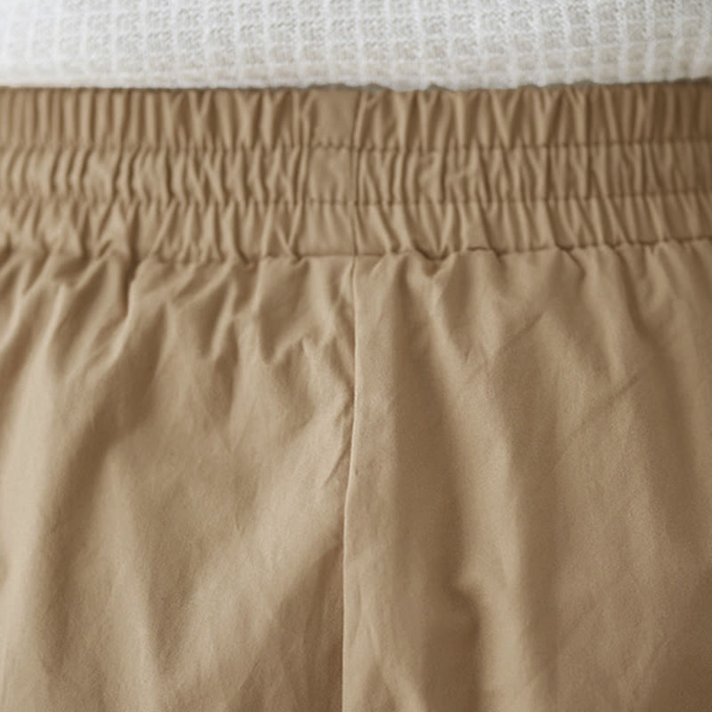 Buddha Stones Pantalones capri de pierna ancha para mujer con diseño abotonado lateral liso y bolsillos - image 23