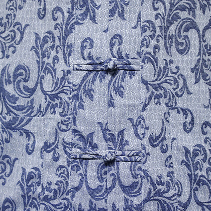 Buddha Stones Camisa de manga corta con botones de rana y bolsillos para hombre con estampado floral de verano - image 12